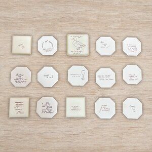 Lot of 15 Vintage Hand Painted Tiles Small Craft Designs Home Decor (F)